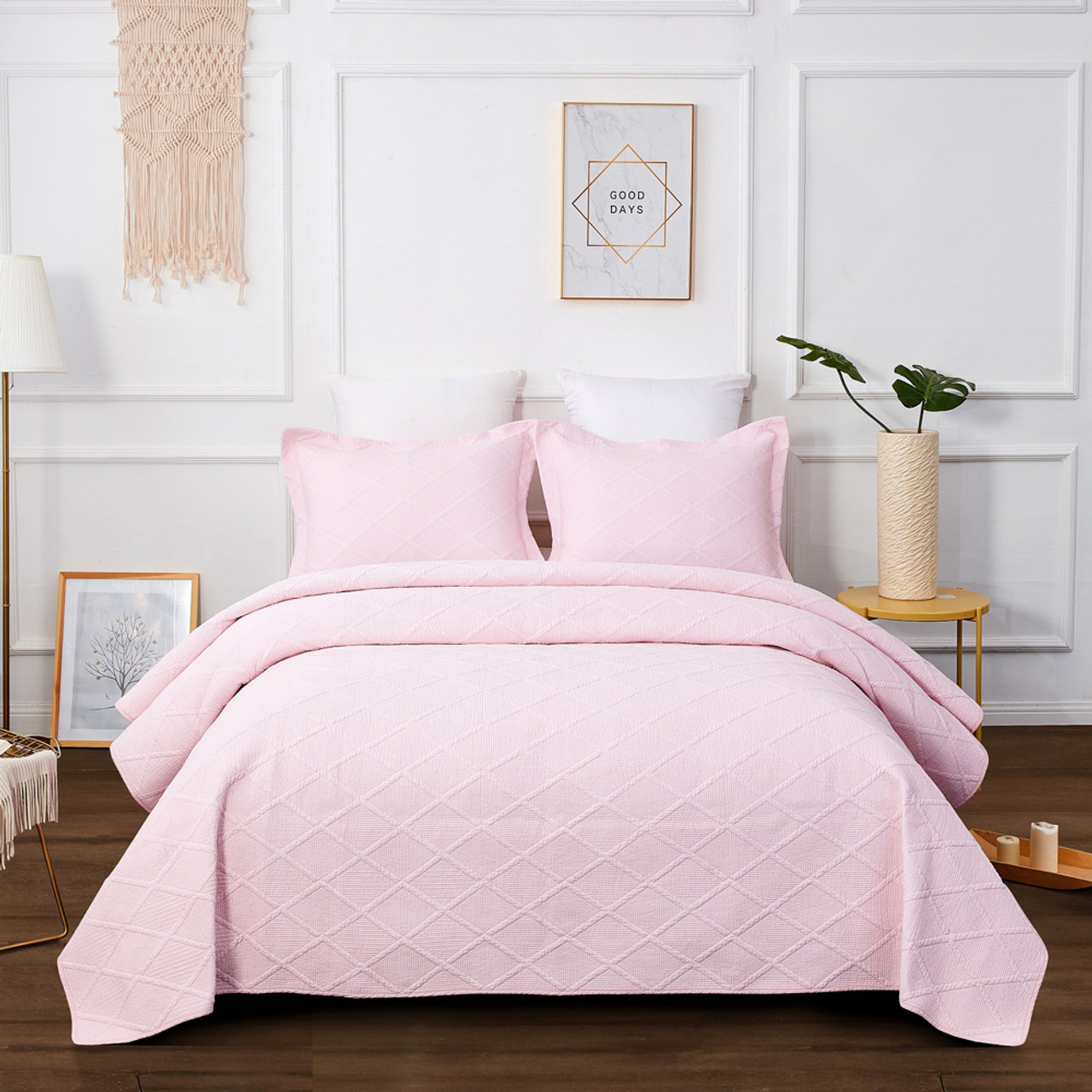 pink coverlet