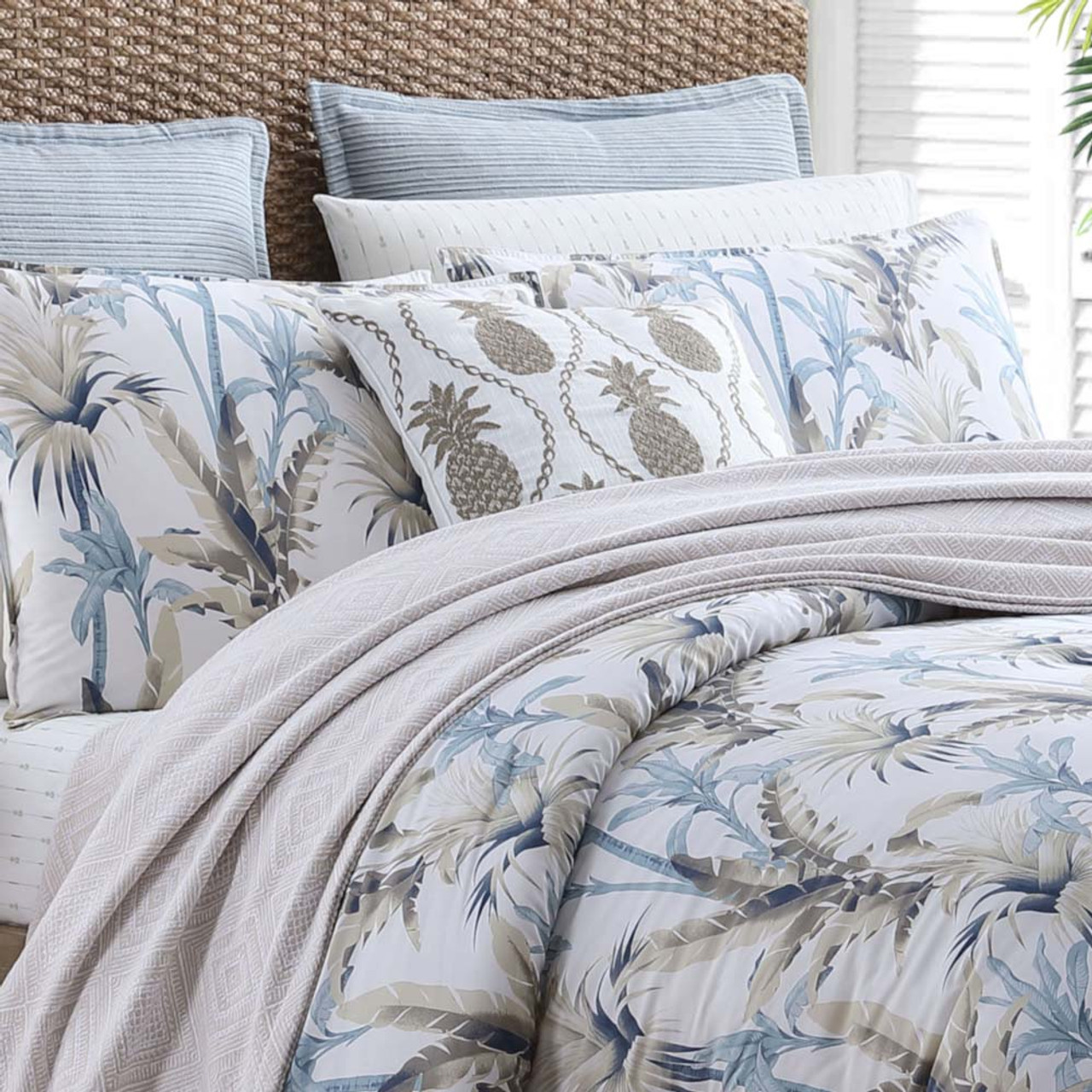Catalina Silver Blue Quilt Cover Set by Tommy Bahama | King