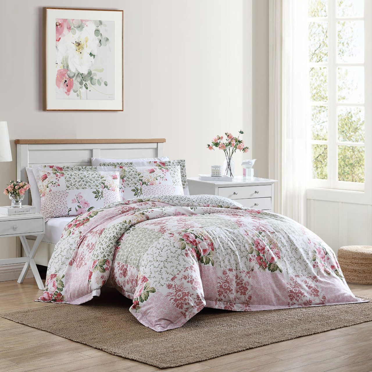 pink rose quilt set