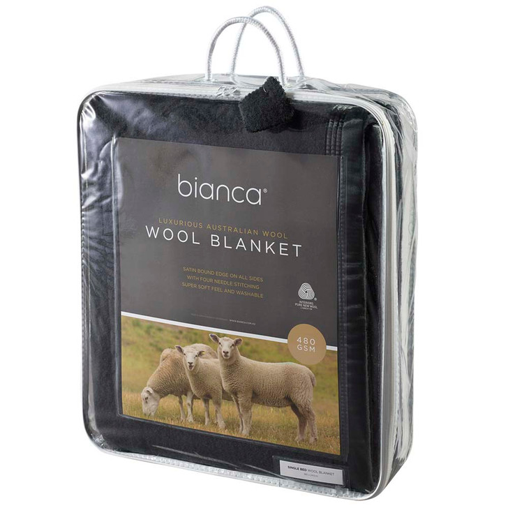 Bianca Charcoal Double Bed Wool Blanket | My Linen