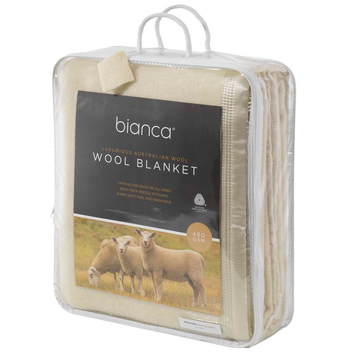 Bianca Cream Double Bed Wool Blanket | My Linen