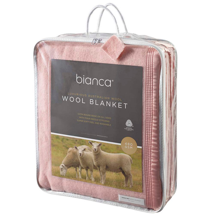 Bianca Dusty Pink Queen Bed Wool Blanket | My Linen