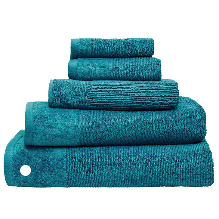 100% Cotton Teal Ribbed Towels | Bath Sheet | My Linen