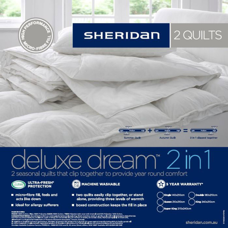 Sheridan Deluxe Dream 2 in 1 Super King Quilt Doona | My Linen