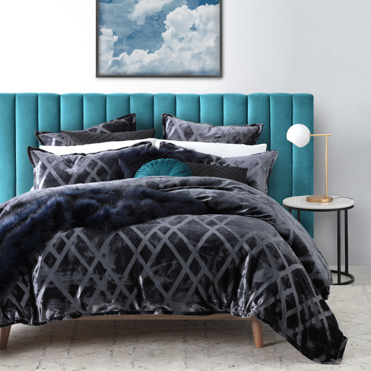 Platinum Logan and Mason Diez Charcoal King Bed Quilt Cover Set | My Linen