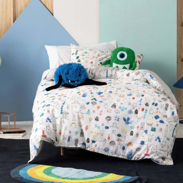 Hiccups Little Monsters Multi Single Bed Quilt Cover Set | My Linen