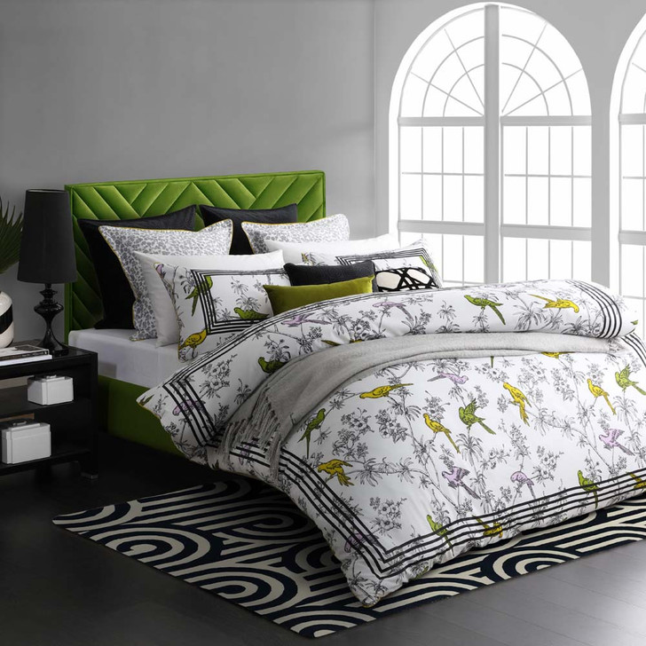 Florence Broadhurst Parakeets Lime Queen Bed Quilt Cover Set | My Linen