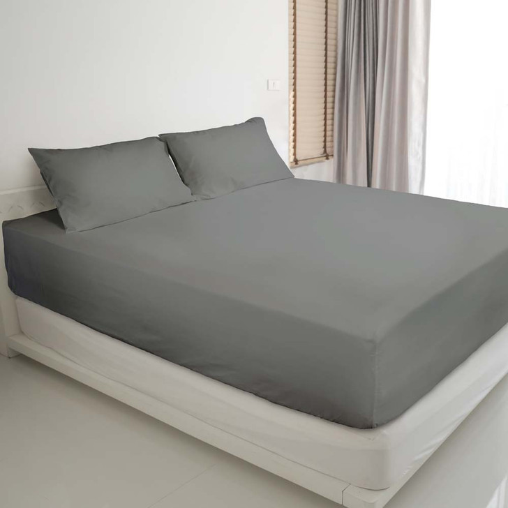 Ardor Gold Label Cotton Rich Super King 50cm Bed Fitted Sheet & Pillowcase Combo 3000TC Charcoal | My Linen