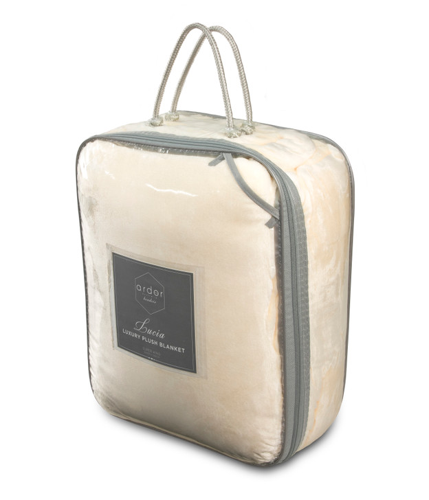 Ardor Boudoir Lucia Plush Single Bed Blanket Ivory Packaging | My Linen