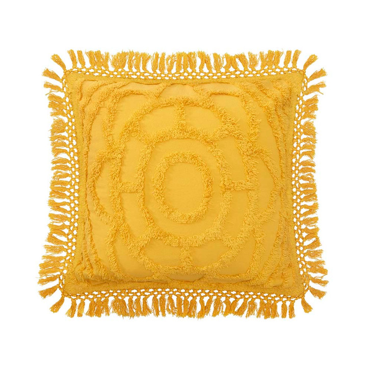 Bianca Santorini Mustard Square Filled Cushion | My Linen