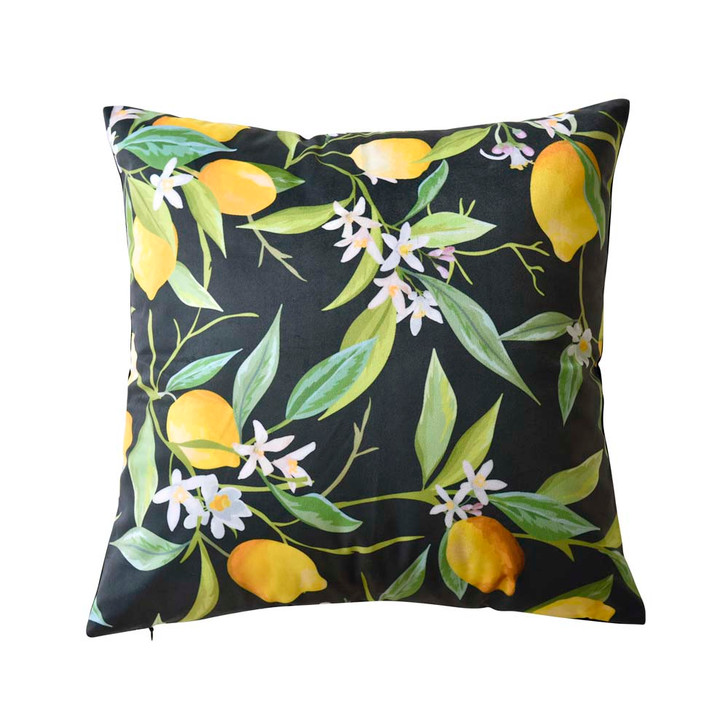 Bianca Lemons Charcoal Square Filled Cushion | My Linen