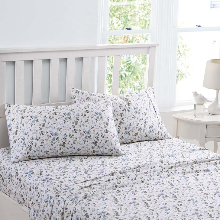 Laura Ashley Spring Bloom Wildflower Blue Sheet Set King Single Bed | My Linen