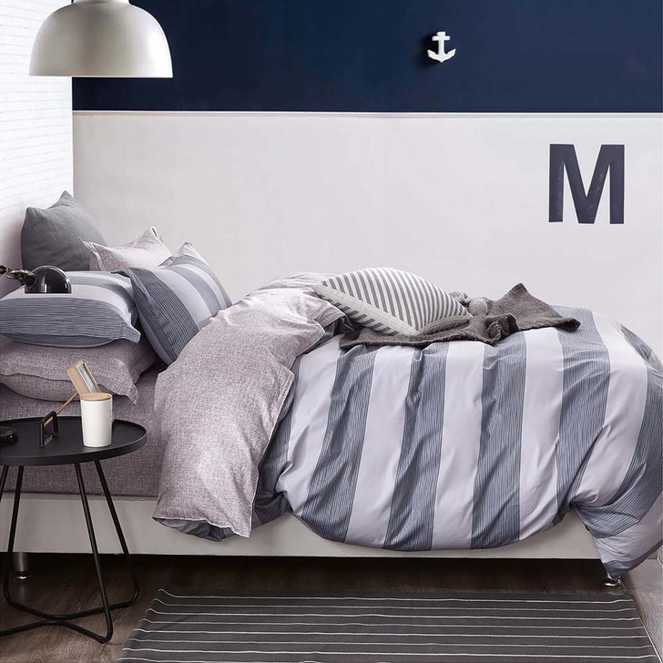 Ardor Nate Grey Single Bed Quilt Cover Set | My Linen