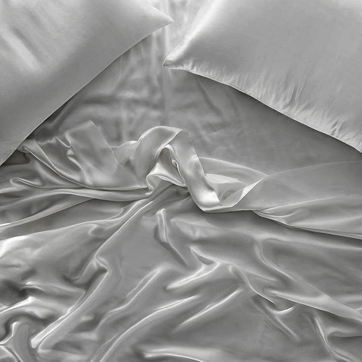 Ramesses Casablanca Silky Satin Silver Sheet Set Queen Bed | My Linen