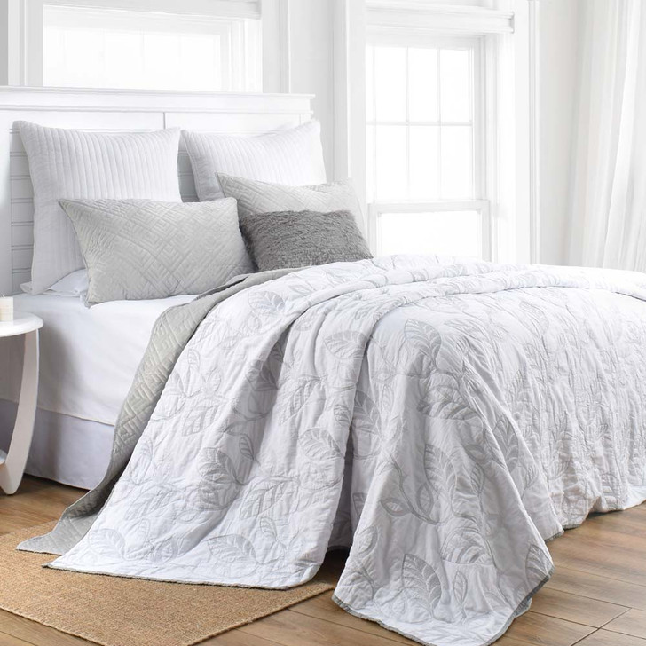 Classic Quilts Botanical Leaves Queen Bed Coverlet Set | My Linen