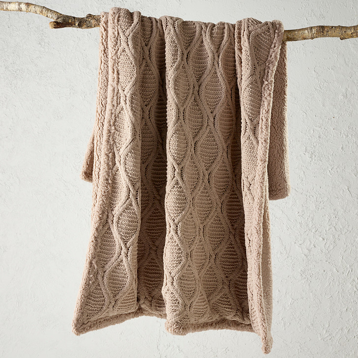 Bianca Sorrento Sherpa Taupe Throw | My Linen