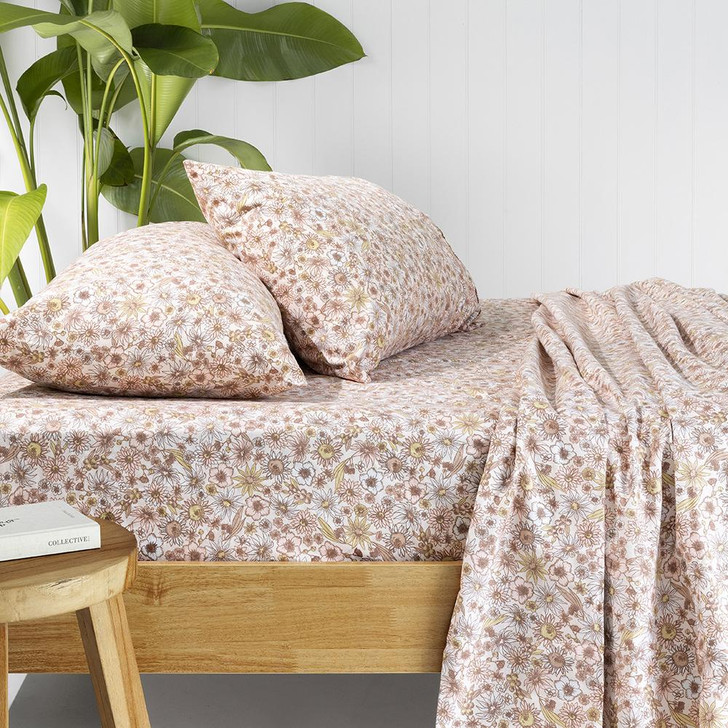 Bambury Marguerite Rosewater Flannelette Double Bed Sheet Set Lifestyle | My Linen