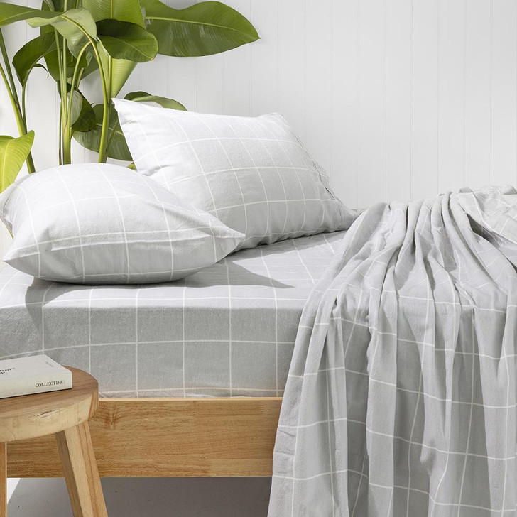 Bambury Carrington Silver Flannelette Single Bed Sheet Set Lifestyle | My Linen