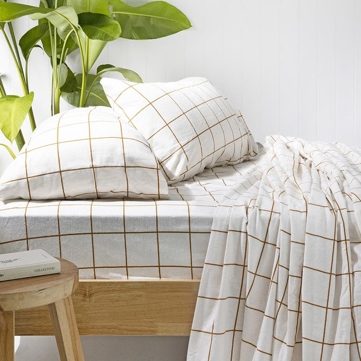Bambury Carrington Ivory Flannelette King Single Bed Sheet Set Lifestyle | My Linen