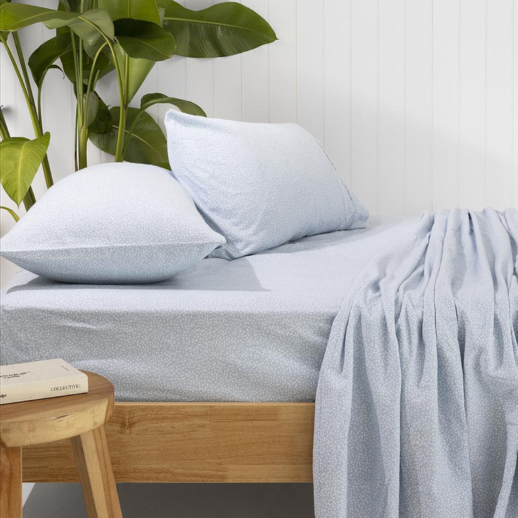 Bambury Spots Steel Blue Flannelette King Single Bed Sheet Set Lifestyle | My Linen