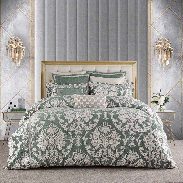 Davinci Coronet Sage King Bed Quilt Cover Set | My Linen