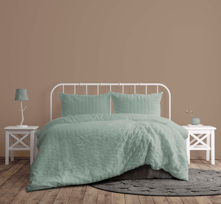 Ardor Boudoir Lea Seersucker Seafoam Double Bed Quilt Cover Set | My Linen