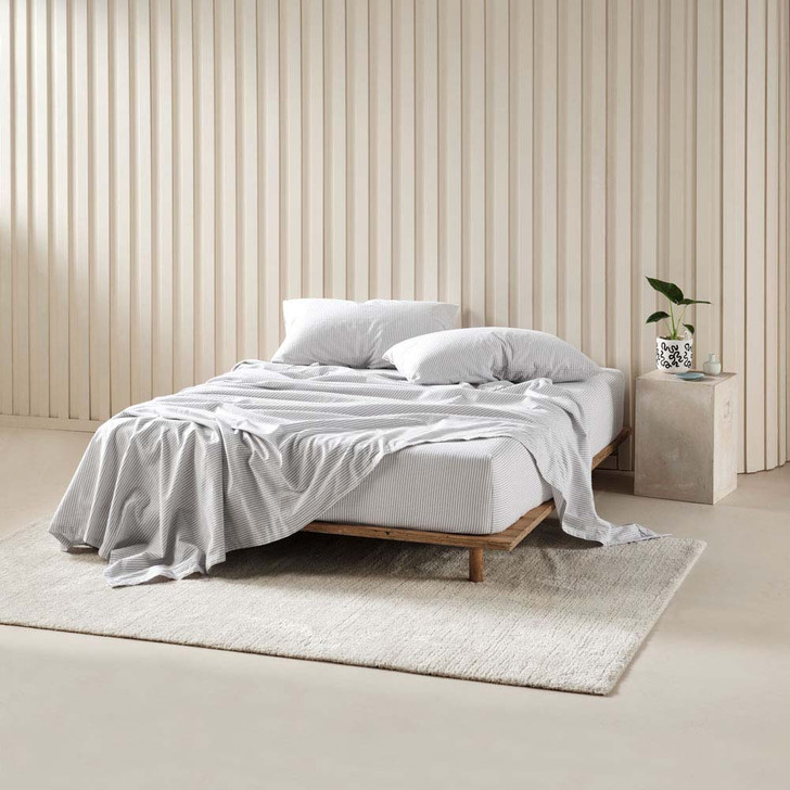 Linen House Landyn Smoke Flannelette Queen Bed Sheet Set | My Linen