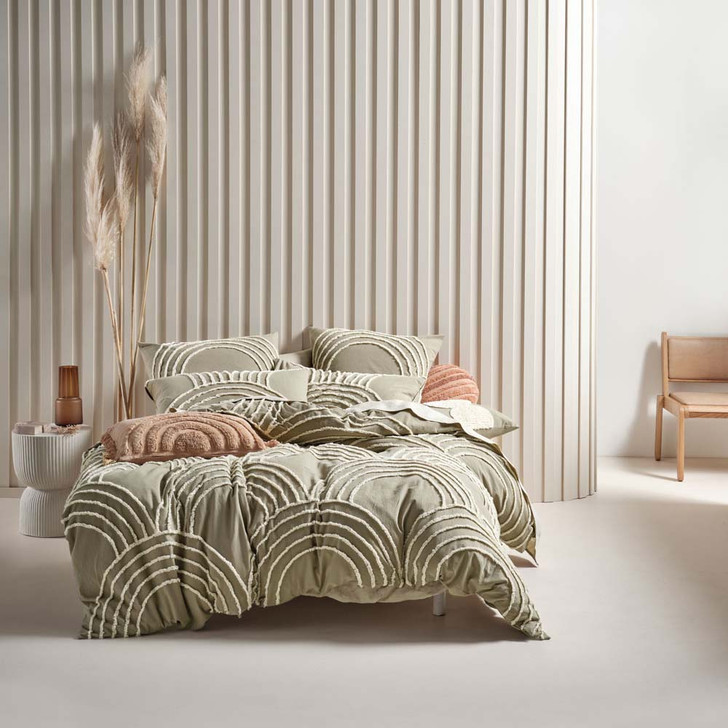 Linen House Ojai Sage Queen Bed Quilt Cover Set | My Linen