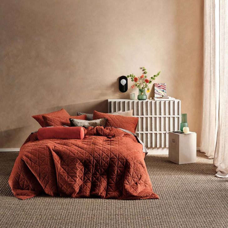 Linen House Heath Rust King Bed Quilt Cover Set | My Linen