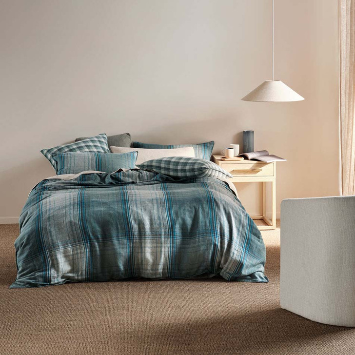 Linen House Carricklea Blue Double Bed Quilt Cover Set | My Linen