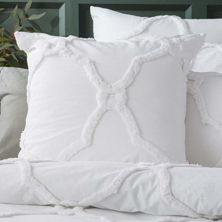 Renee Taylor Moroccan White European Pillowcase | My Linen