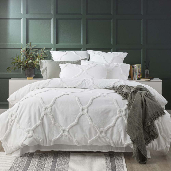 Renee Taylor Moroccan White King Bed Quilt Cover Set | My Linen