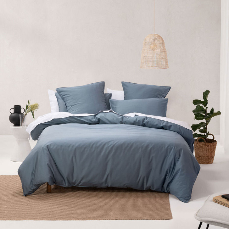 Linen House Nara Bamboo Cotton Bluestone King Bed Quilt Cover Set | My Linen