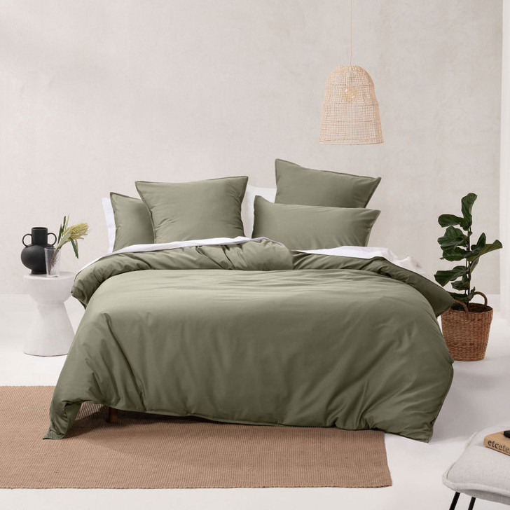 Linen House Nara Bamboo Cotton Moss King Bed Quilt Cover Set | My Linen