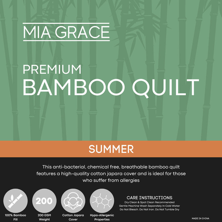 Mia Grace Premium 200GSM Bamboo Summer Quilt King Bed | My Linen