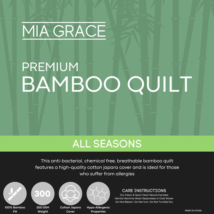Mia Grace Premium 300GSM Bamboo All Seasons Quilt Queen Bed | My Linen