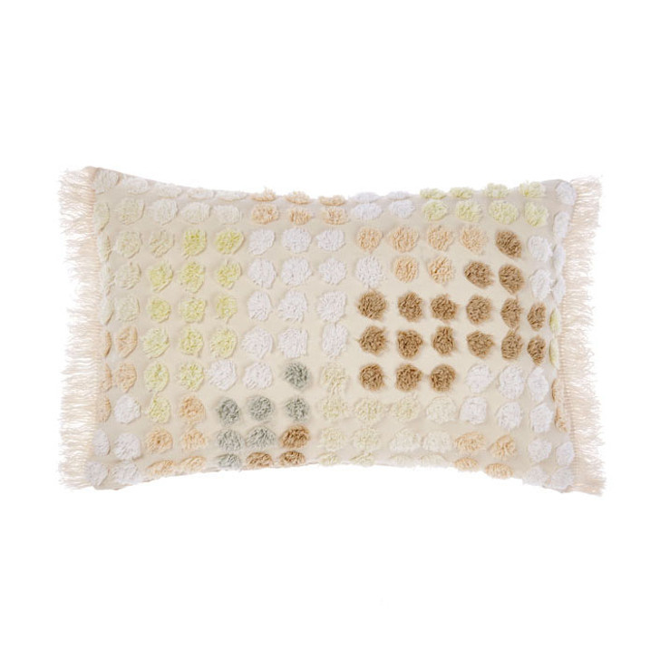 Made from tufted cotton chenille, this cushion enjoys a fringed trim on either side for a laidback Boho style