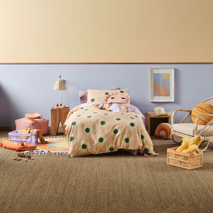 Linen House Kids Hello Sunshine Peach Double Bed Quilt Cover Set | My Linen