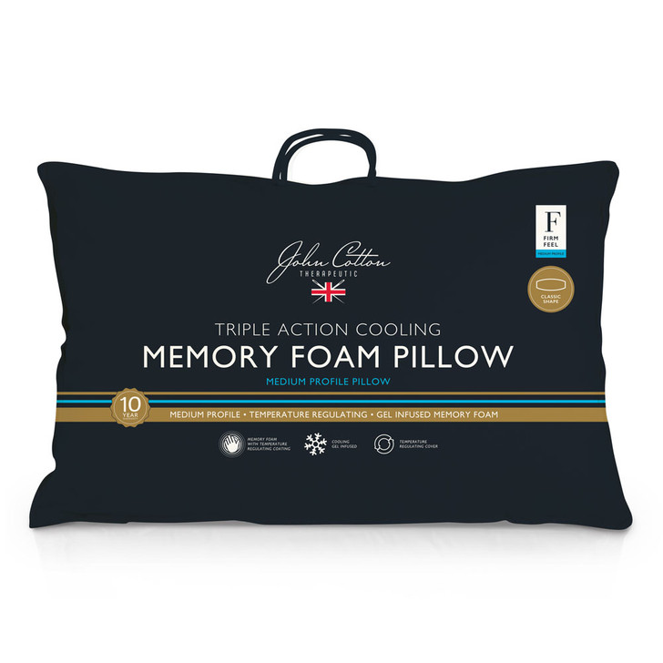 John Cotton Triple Action Cooling Memory Foam Medium Profile Pillow | My Linen