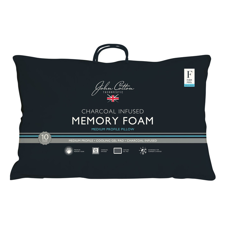 John Cotton Charcoal Infused Memory Foam Medium Profile Pillow | My Linen