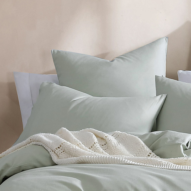 Platinum Logan and Mason Serene Celadon European Pillowcase | My Linen