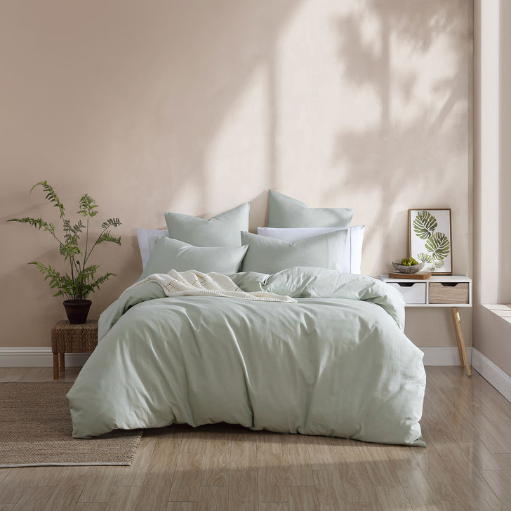 Platinum Logan and Mason Serene Celadon King Bed Quilt Cover Set | My Linen