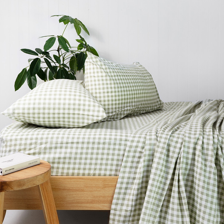 Bambury Gingham Flannelette Single Bed Sheet Set | My Linen