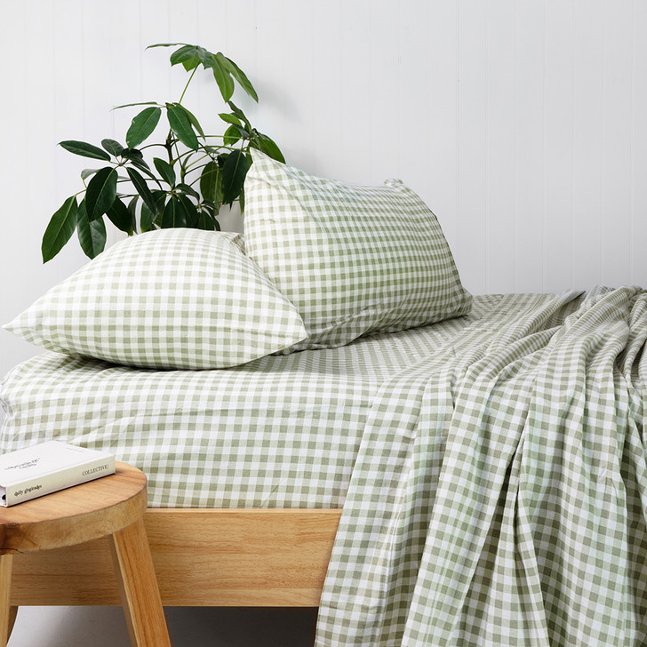 Bambury Gingham Flannelette Double Bed Sheet Set | My Linen