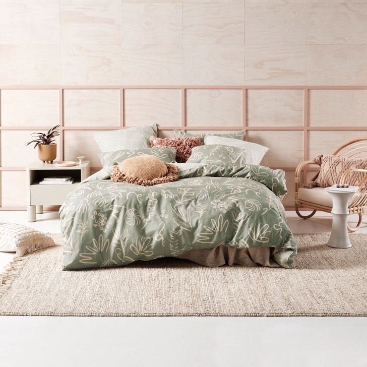 Linen House Adley Eucalyptus King Bed Quilt Cover Set | My Linen