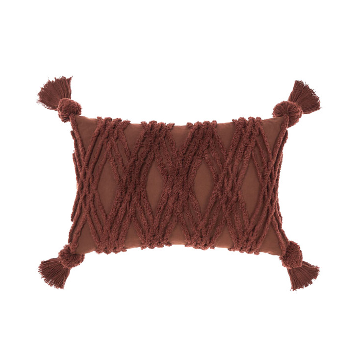 Linen House Solange Chocolate Long Filled Cushion | My Linen