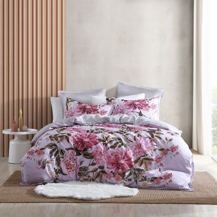 Logan and Mason Maeve Lilac Super King Quilt Cover Set | My Linen