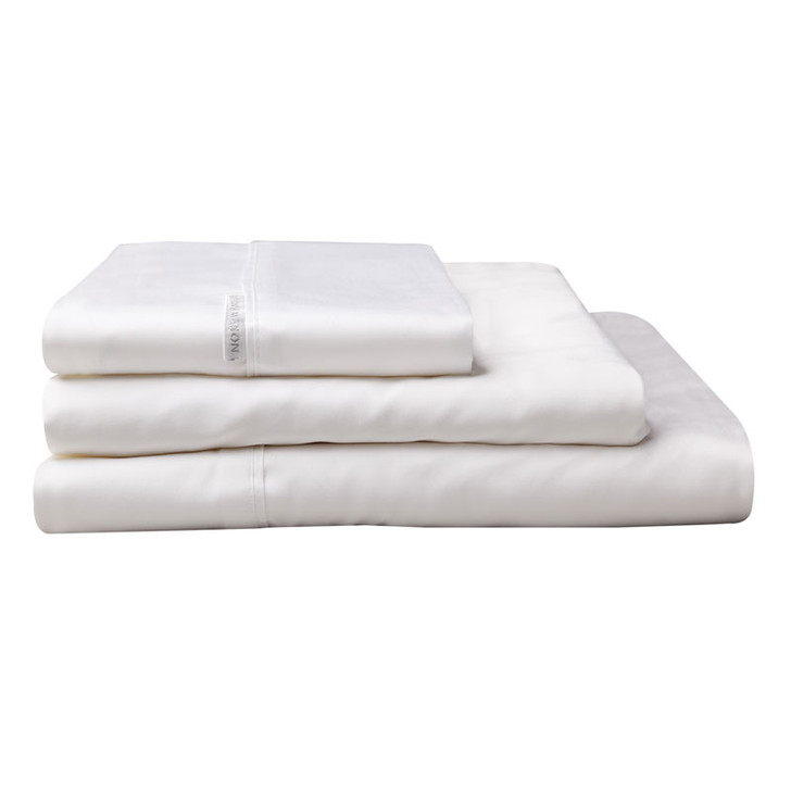 Logan and Mason Egyptian Cotton Sateen Long Single 50cm Bed Sheet Set White | My Linen