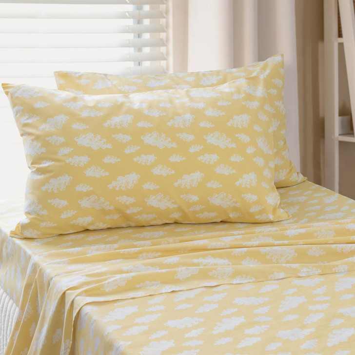 Jelly Bean Kids Clouds Yellow Sheet Set Single Bed | My Linen