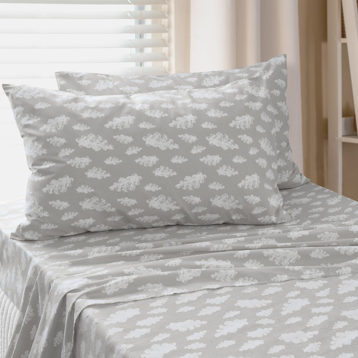 Jelly Bean Kids Clouds Grey Sheet Set Double Bed | My Linen